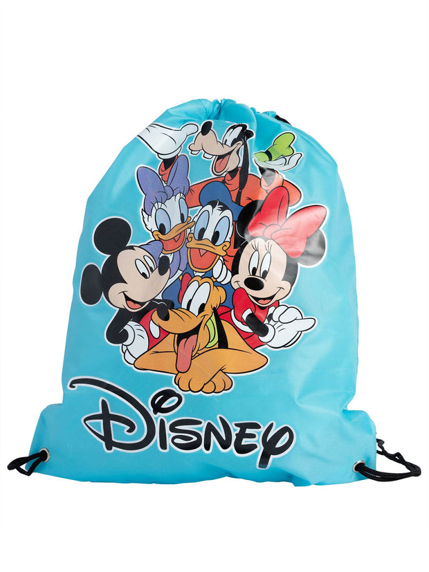 Disney Mickey Mouse & Friends 15" Drawstring Cinch Tote Sling Bag Blue