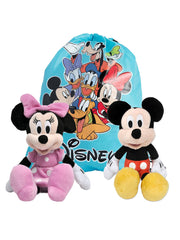 Mickey & Minnie Mouse Plush Stuffed Dolls 11" w/ Sling Bag 3-Piece Set Disney