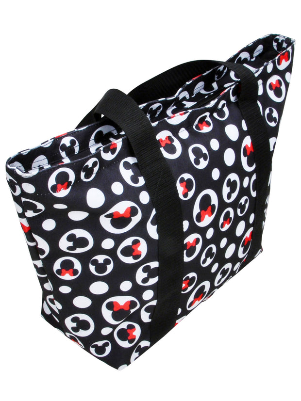 Mickey Mouse Tote Bag Minnie Icon Zippered Black Disney Travel Handbag