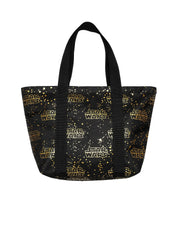 Star Wars Zippered Travel Tote Bag All-over Metallic Logo Shoulder Handbag Black