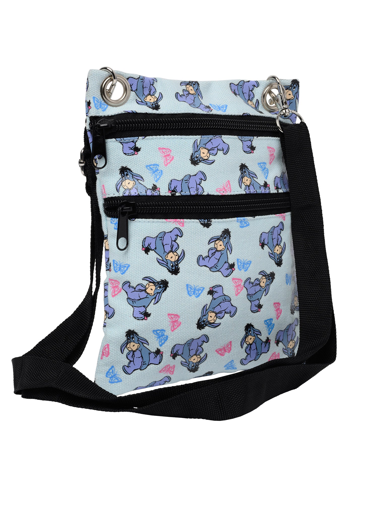 Disney Women's Eeyore Crossbody Passport Bag Travel Purse Winnie the Pooh Blue