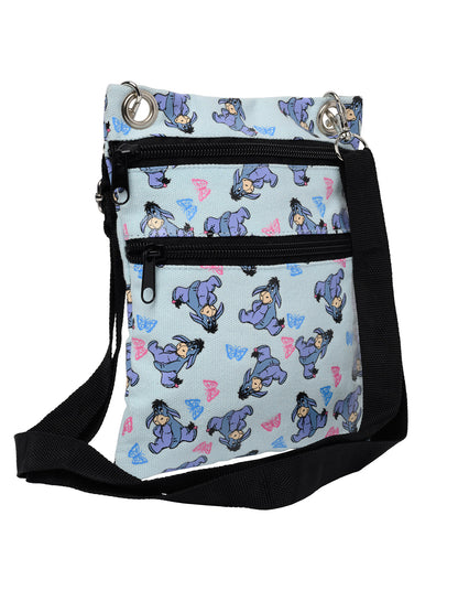 Disney Women's Eeyore Crossbody Passport Bag Travel Purse Winnie the Pooh Blue