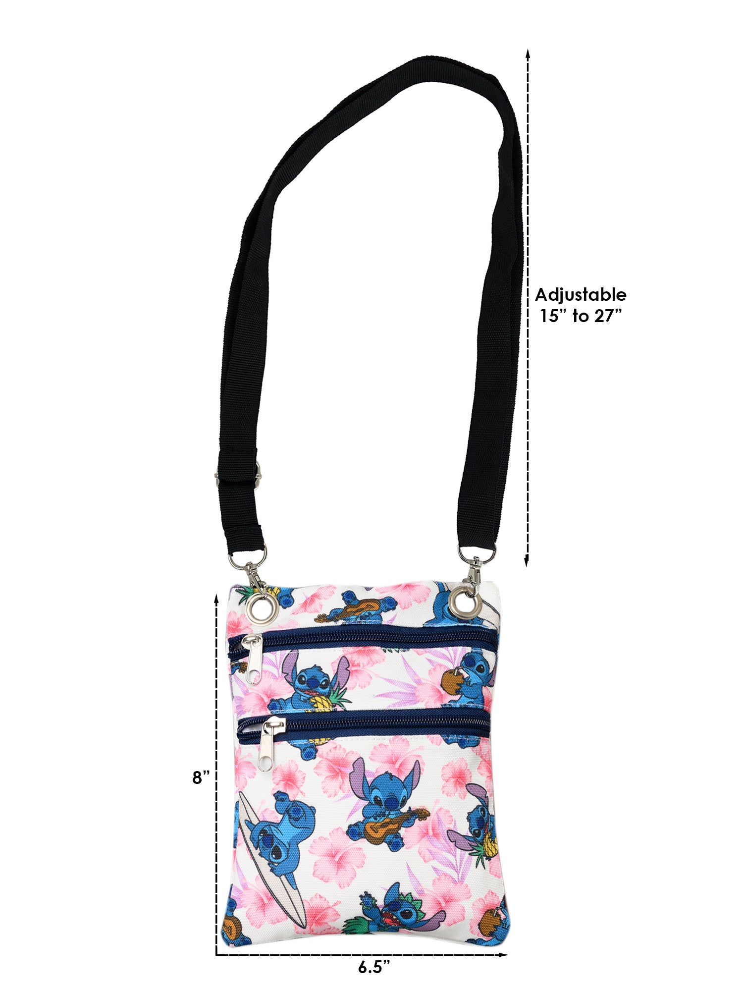 Stitch Passport Bag Travel Crossbody Purse Women Disney Pineapples Hawaii White