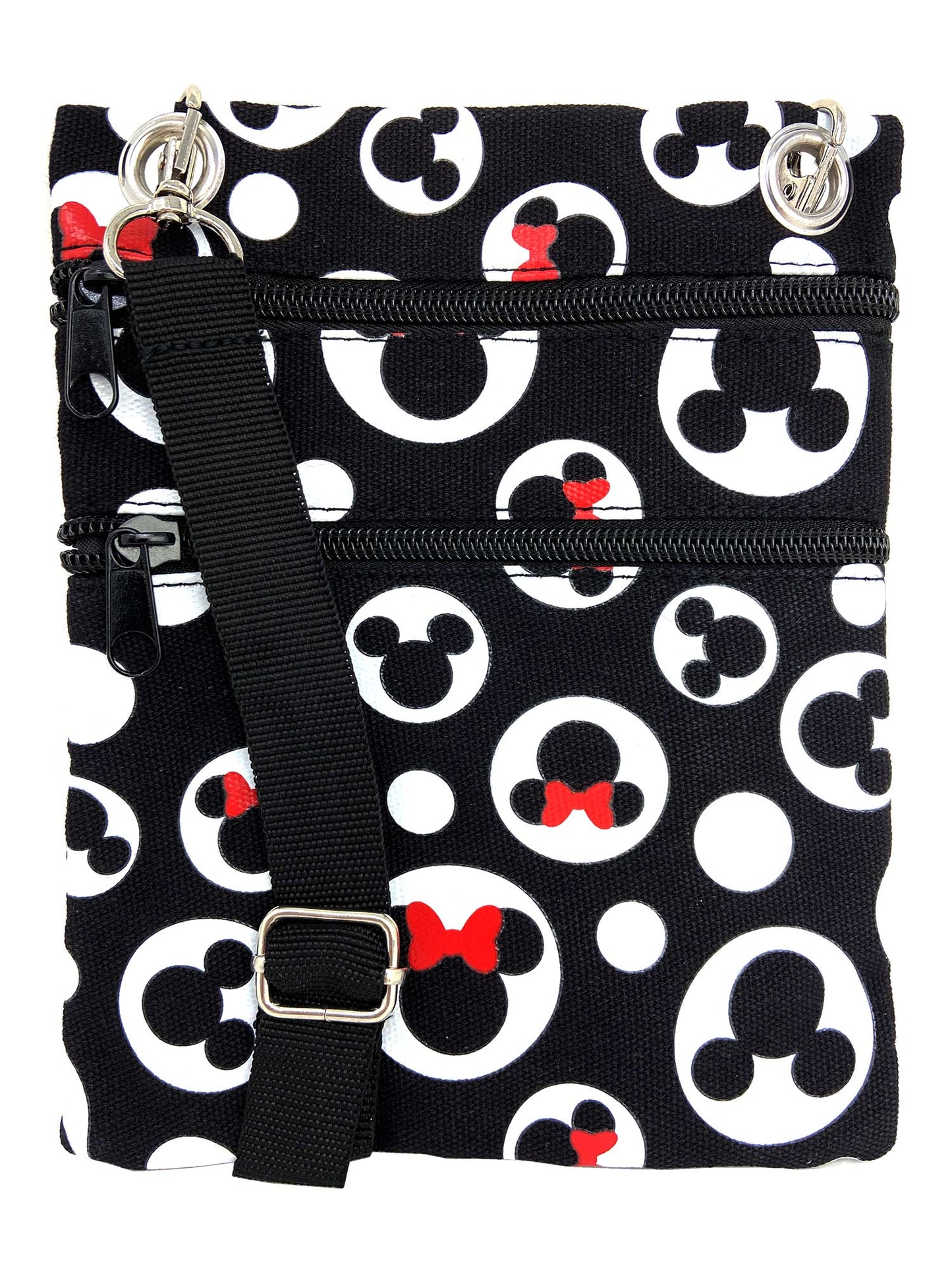Disney Mickey & Minnie Mouse Passport Bag All-Over Print Travel Crossbody Purse