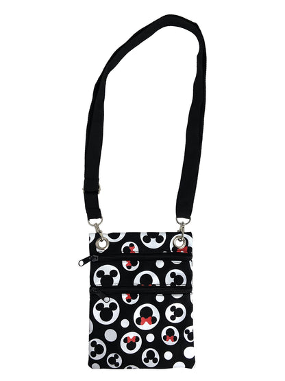 Disney Mickey & Minnie Mouse Passport Bag All-Over Print Travel Crossbody Purse