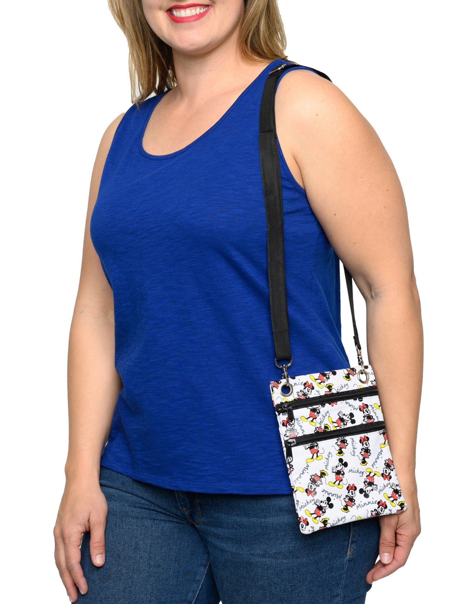 Mickey & Minnie Mouse Passport Bag Disney Women's Crossbody Purse Travel White