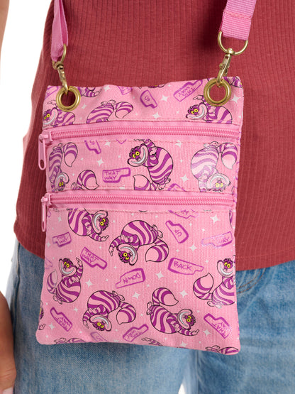 Disney Cheshire Cat Passport Bag Crossbody Purse Travel Alice in Wonderland