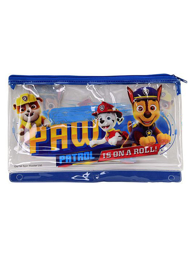 Boys Paw Patrol Chase Marshall On A Roll 3-Ring Large Zipper Pencil Pouch Case